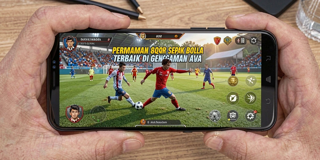 Screenshot 8QR menampilkan aksi seru dalam pertandingan sepak bola.