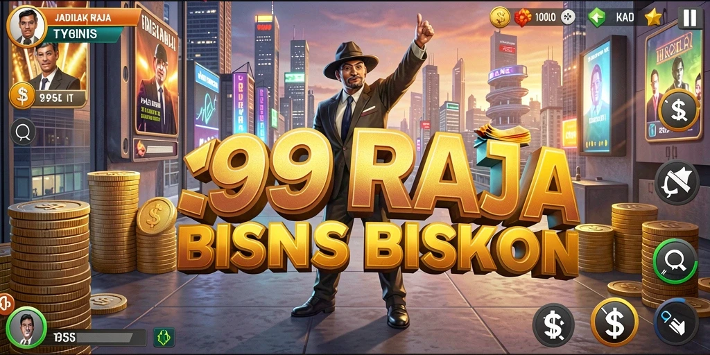 Screenshot utama dari gameplay Tycoon 99SL yang menampilkan keseruan berbisnis.