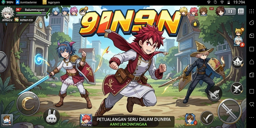 Tampilan gameplay seru dari 9N9N dengan karakter Anime favorit.