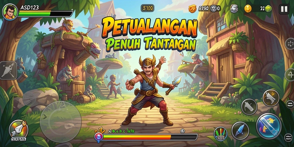 Screenshot gameplay dari ASD123 menampilkan keseruan petualangan arcade.
