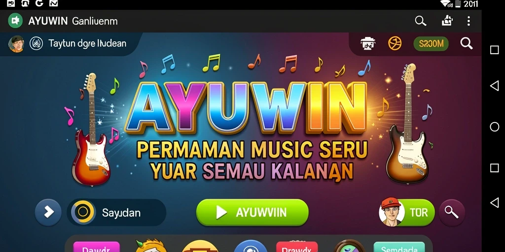 Gameplay AYUWIN yang seru dengan berbagai lagu dan tantangan.