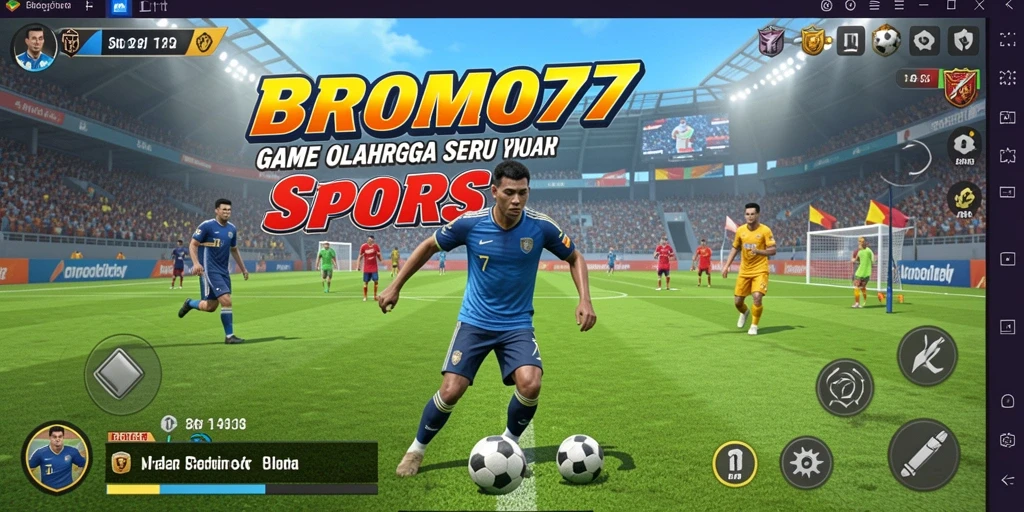 Screenshot dari gameplay BROMO77 menampilkan aksi seru di lapangan.