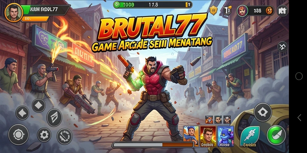 Tampilan gameplay BRUTAL77 yang seru dan menantang.