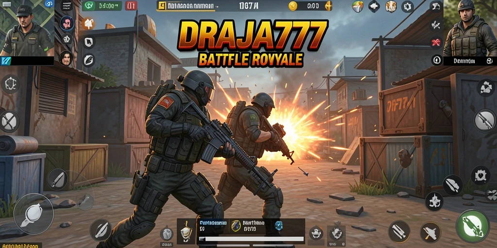 Tampilan gameplay DRAJA777 yang intens dalam pertempuran Battle Royale.