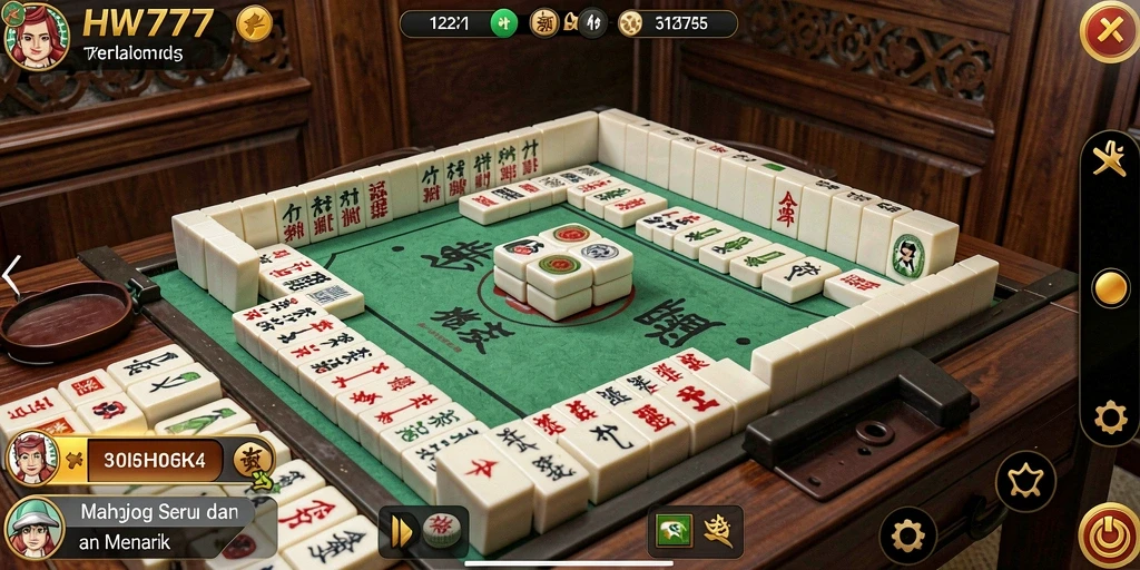 Tampilan gameplay HW777 yang menarik dan seru dalam permainan Mahjong.