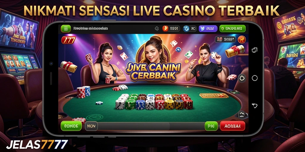 Tampilan menarik gameplay Live Casino di JELAS777 dengan dealer langsung.