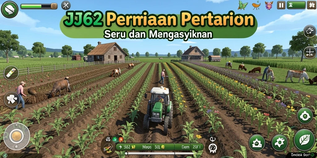 Screenshot gameplay JJ62 menampilkan aktivitas bertani yang menarik.