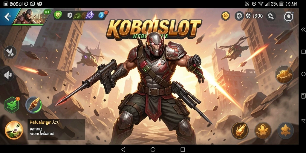 Screenshot menunjukkan aksi mendebarkan dalam game KOBOISLOT.