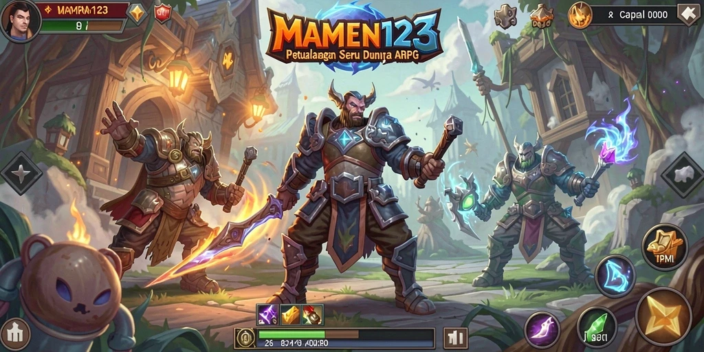Tampilan gameplay MAMEN123 yang menakjubkan dalam pertarungan ARPG.