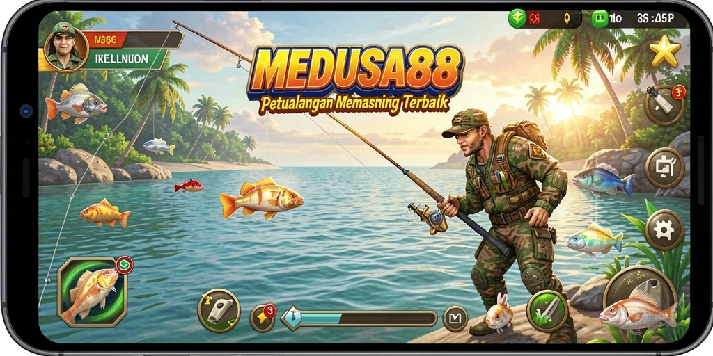 Tampilan gameplay menarik dari MEDUSA88 saat memancing.