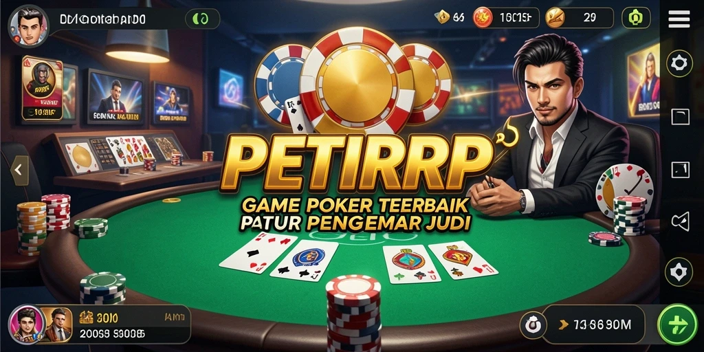 Screenshot gameplay seru dari PETIRRP yang memperlihatkan aksi poker yang mendebarkan.
