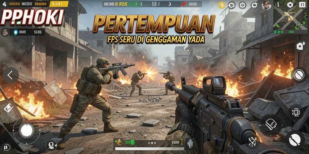 Tangkapan layar utama dari gameplay PPHOKI yang penuh aksi FPS.