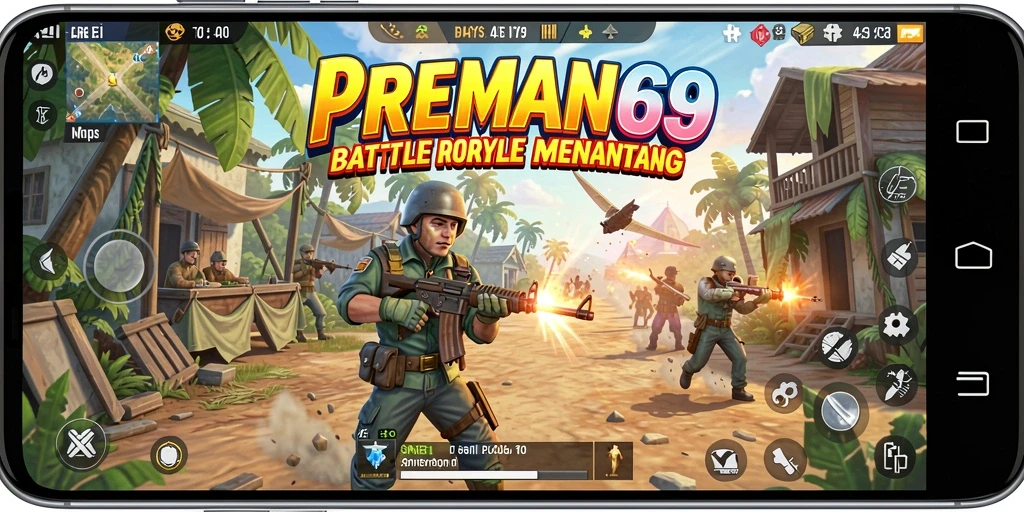 Tampilan gameplay PREMAN69 yang penuh aksi dan strategi Battle Royale.