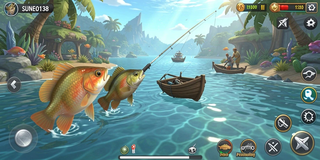 Screenshot utama SUNEO138 menampilkan gameplay memancing yang menarik.