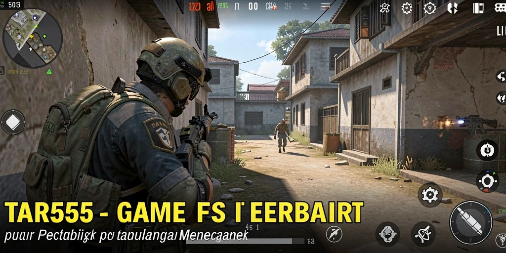 Screenshot TAR555 yang menampilkan aksi intens dalam gameplay FPS.